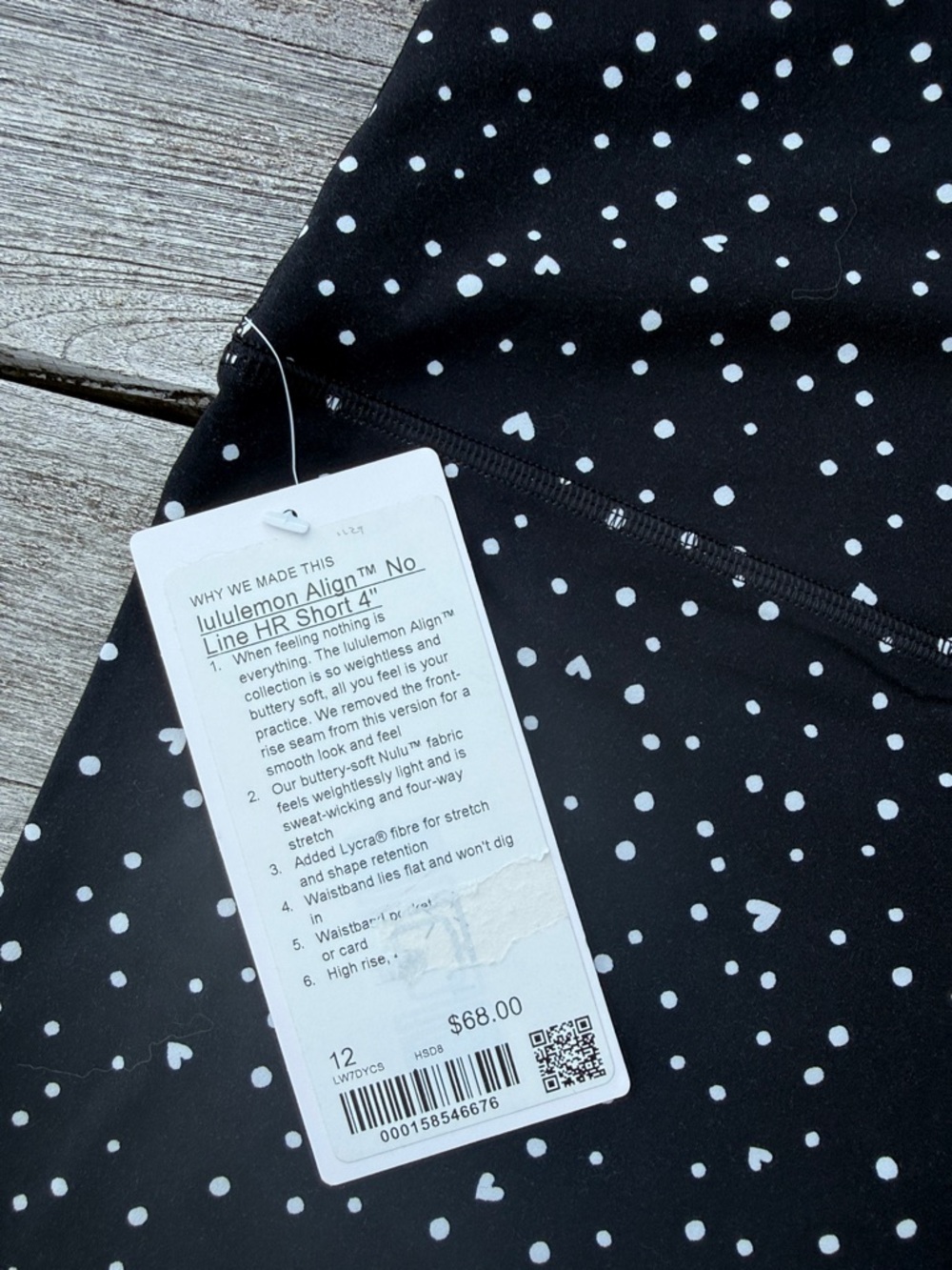 Lululemon Align No Line High-Rise Short 4" – Black White Heart Dot Size 12 NWT - Picture 2 of 5
